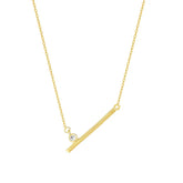Minimalist Gold Bar Necklace with Solitaire Charm